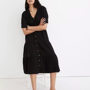 Madewell Lightspun Tiered Midi Dress black size 00